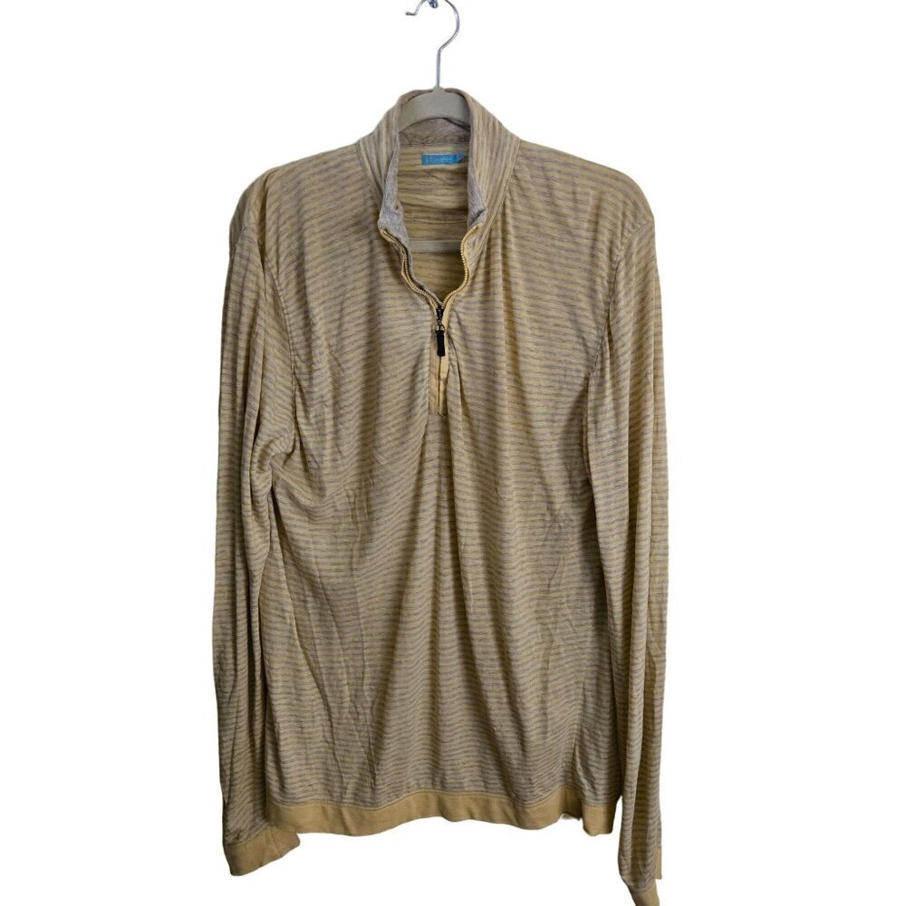 J. Mclaughlin Kosta Pima Cotton Covington Stripe 1/4 Zip Pullover Size S
